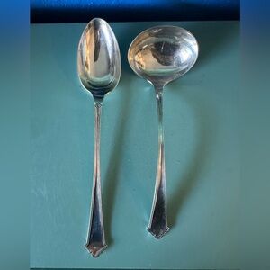 Elegant Lexington Stamped Antique  Silver Plated Spoon and Ladle Set for serving